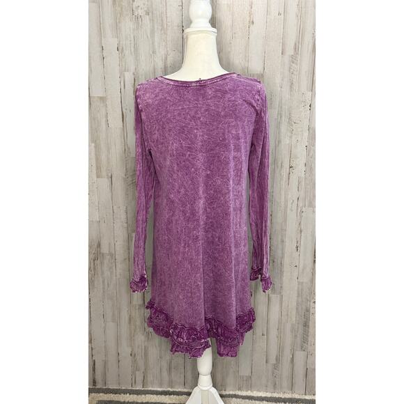 Altar'd State Women's Medium Purple Long‎ Sleeve Ruffle A-Line Dress - Picture 3 of 7